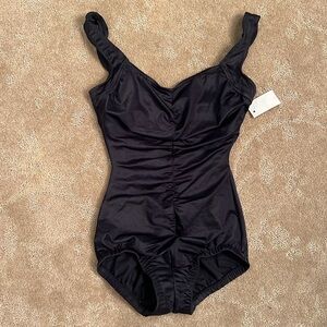 NWT Sandcastle One Piece Black Bathing Suit, Sz 10